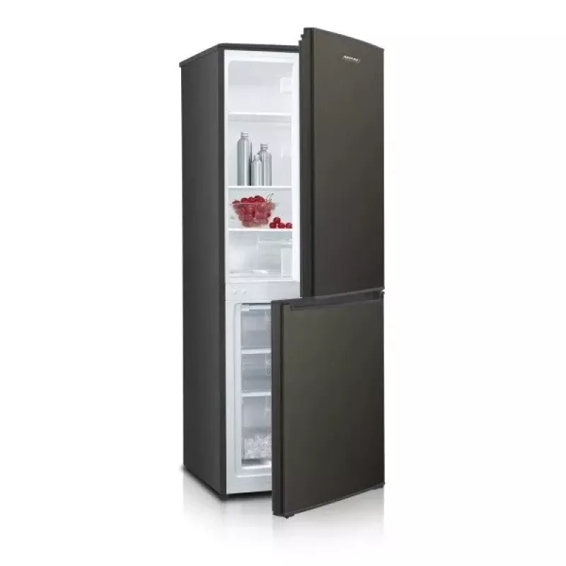Külmik-sügavkülmik MPM MPM-215-KB-39/E — 215 L, alumine sügavkülmik, tume inox, pööratavad uksed, LED-valgusti