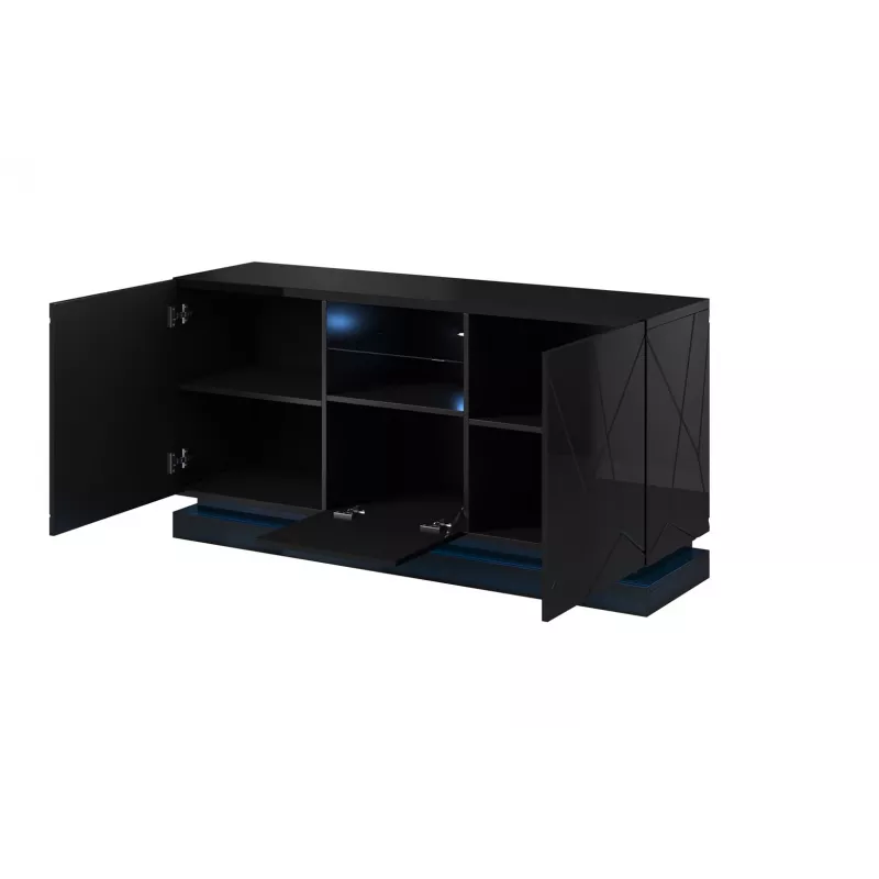 kummut QIU 2D1K 150x41.5x75 must läikiv/must läikiv