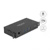 DELOCK USB-jaotur, 3-port 5 Gbps, RJ45 Gigabit PoE++ ja USB USB-C host, metallkorpus, 1,5 kV isolatsioon, must