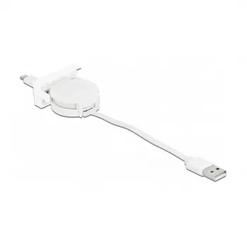 Kaabel DeLOCK Easy 45 Moodul USB 2.0 Sissetõmmatav Kaabel USB Type-A – 8 Pin Lightning emane valge