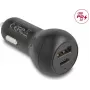 Autolaadija DELOCK 64329 — 12–24V sigaretisüütaja USB-C kiirlaadimine nutitelefonile ja tahvelarvutile, must