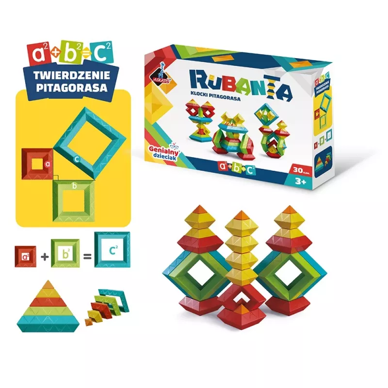 Hariduslik ehitusmänguasi Ascato Pythagoras Blocks Rubanta 30 tk mudel 119403