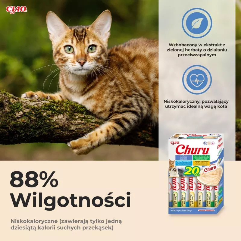 Niisutavad kassimaiused INABA Churu Variety Box — tuunikala, 20 × 14 g kotikest, pasta, niiskus 88%, valk 8,5%