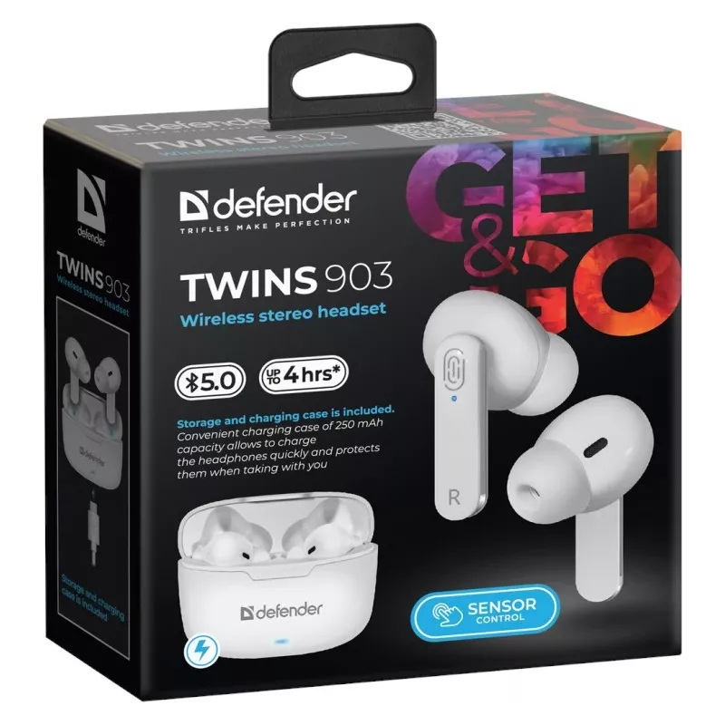 Defender TWINS 903 Bluetooth-kõrvaklapid, valged