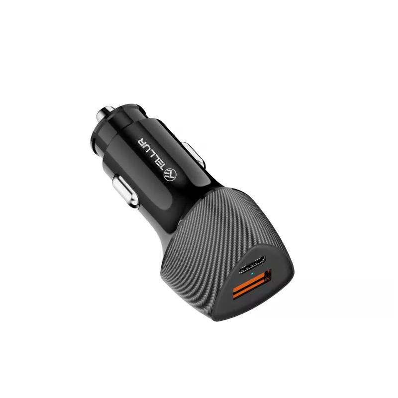 Autolaadija Tellur FCC10 38W 6A PD20W QC3.0 — USB-C ja USB-A sõiduki toiteadapter