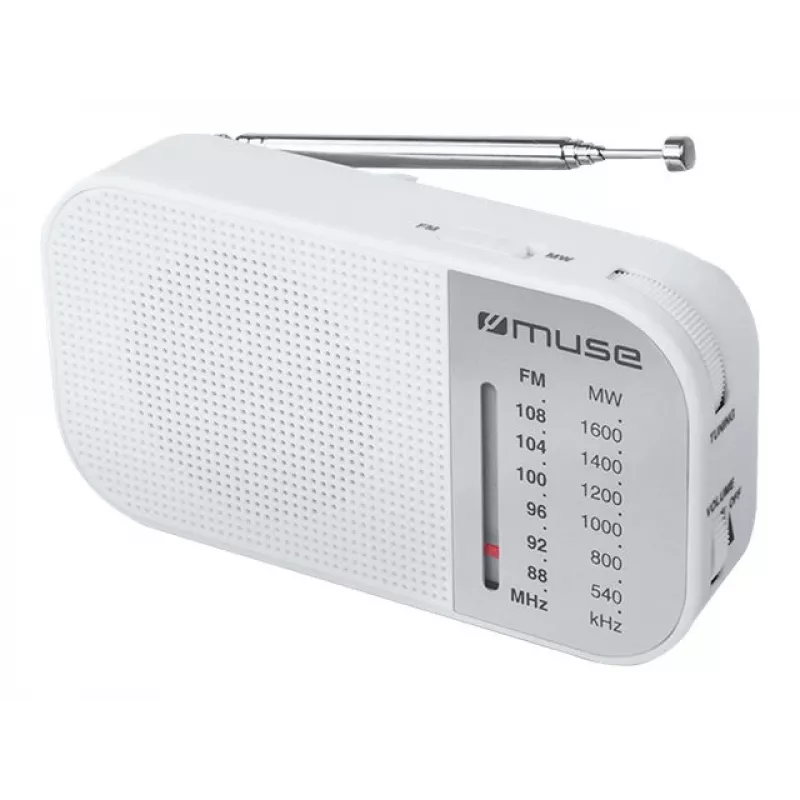 Kaasaskantav raadio Muse M-025 RW — analoog FM/MW, valge, patareitoitel, väline antenn