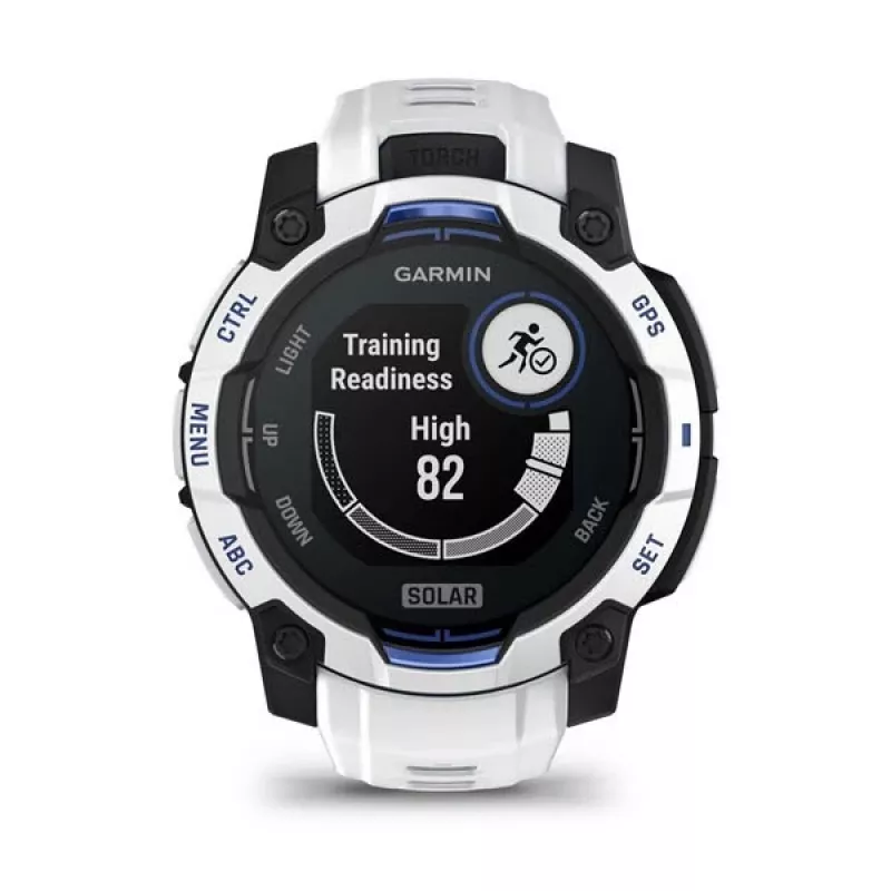 Nutikell GARMIN Instinct 2 45 mm, MIP 0,9 tolli (176×176), GPS, päikeseenergia, silikoonrihm sinine/valge