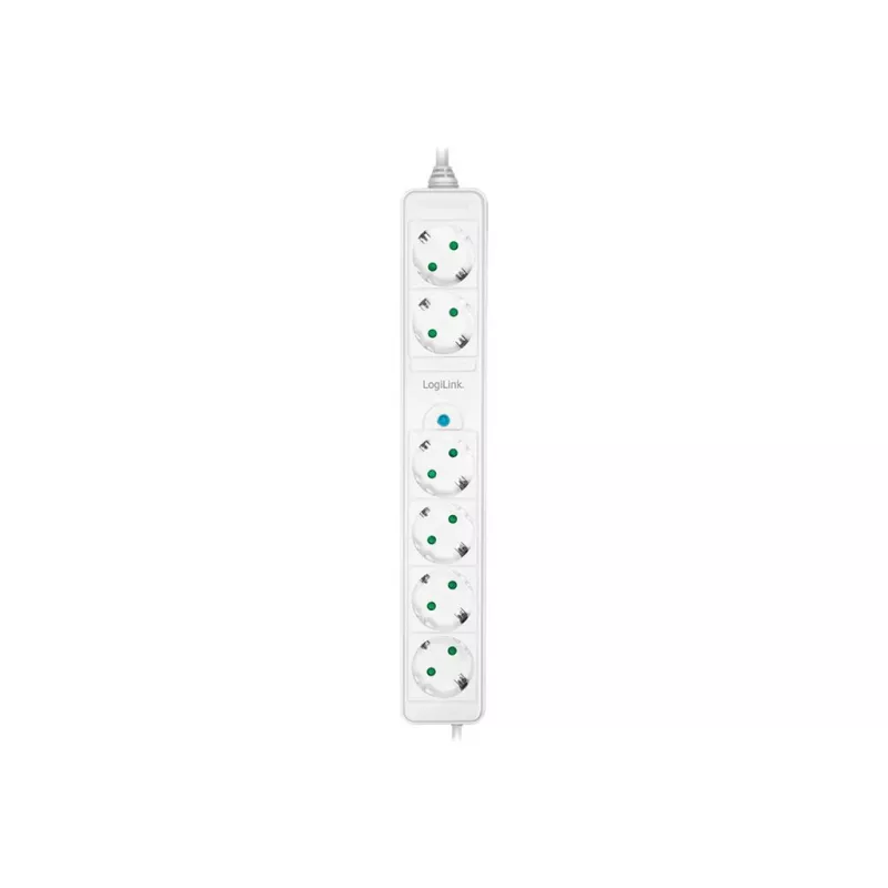 Pikendusjuhe LogiLink LPS271 1,5 m 6 vahelduvvoolupistikut Siseruumides Valge