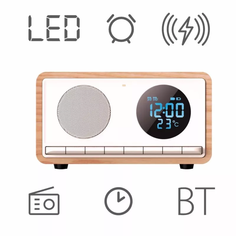 MANTA RDI912W Rimini kellraadio, Bluetooth ja juhtmevaba laadimine, valge