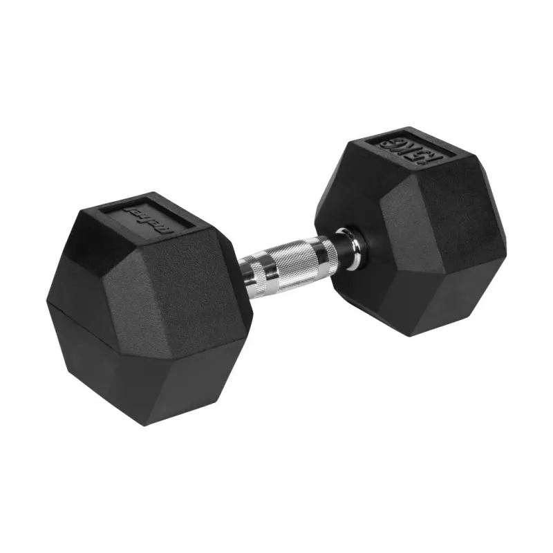 Hantel Rebel Active Hex kummikattega 15 kg — üks kuuskant-hantel, kompaktne käepide