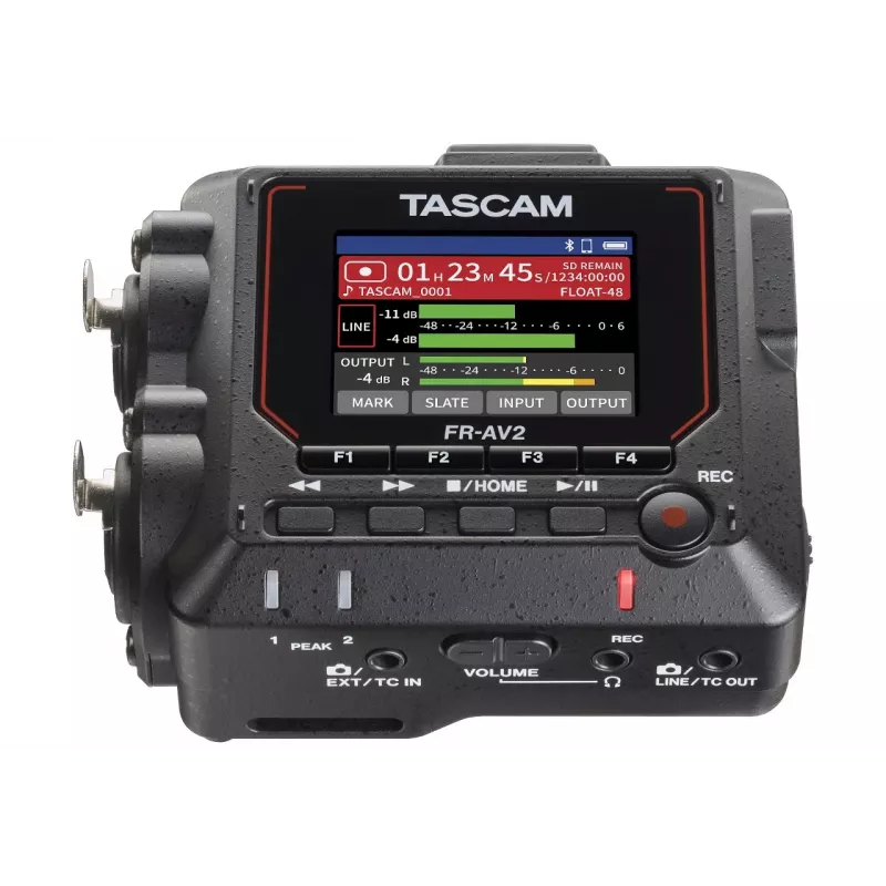 Kaasaskantav helisalvesti Tascam FR2-AV — 2 raja, 2 XLR kombosisendit, USB-C liides, 48–192 kHz, 24/32-bitine, microSD kuni 512 GB