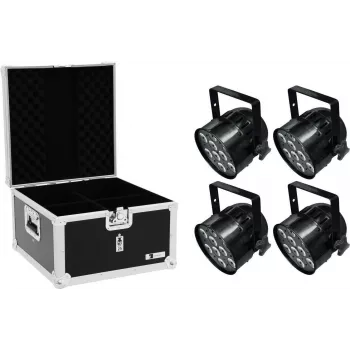 LED PAR valgusti EUROLITE PAR-56 HCL Short 4x koos EPS-kohvriga, 4-lambiline PAR-56 HCL konfiguratsioon
