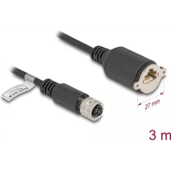 Võrgukaabel DeLOCK M12 80454 RJ45 Cat5e 3m Must