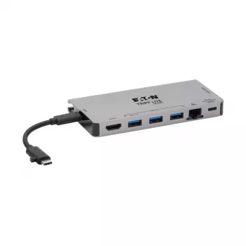 USB-C dokk - 4K HDMI, USB 3.2 Gen 1, USB-A jaotur, GbE, mälukaart, 100W PD laadimine, eemaldatav kaabel U442-DOCK5D-GY