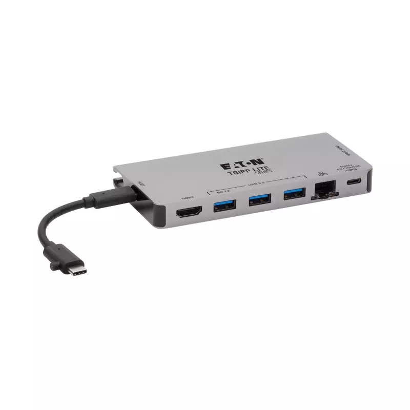 USB-C dokk - 4K HDMI, USB 3.2 Gen 1, USB-A jaotur, GbE, mälukaart, 100W PD laadimine, eemaldatav kaabel U442-DOCK5D-GY