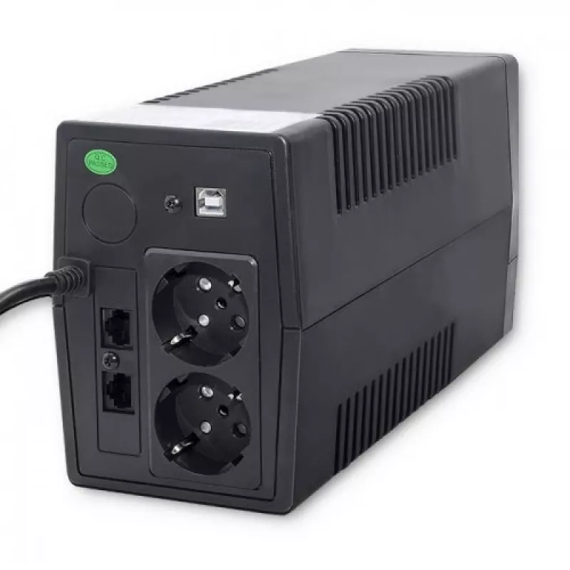 Qoltec Monolith katkematu toiteallikas (UPS) topeltmuundusega (Online) 1 kVA 600 W 2 SCHUKO pistikupesa