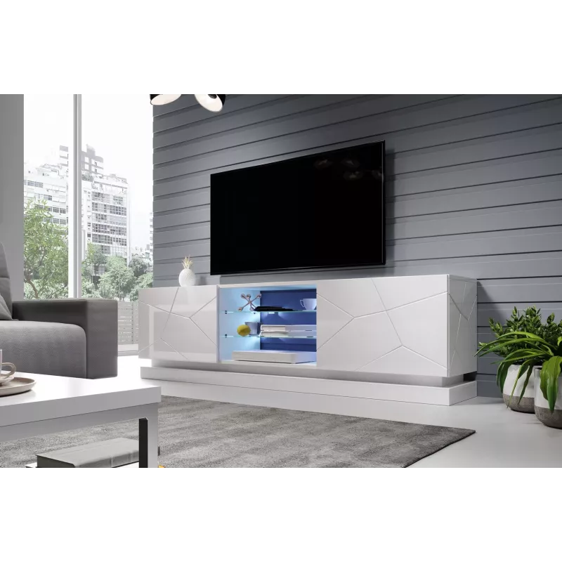 Cama TV-kapp QIU 200 MDF valge läikiv/valge läikiv