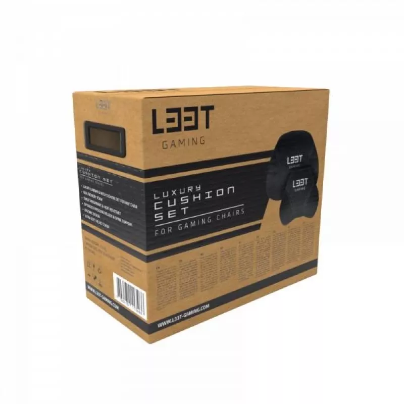 L33T Gaming 160382 Luksuslik mängutooli padjakomplekt, mäluvahust, sametist, ülimalt pehme, must