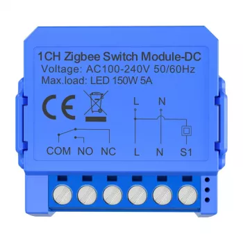 1-kanaliline ZigBee lülitusmoodul Avatto ZWSM16-DC32V-1, pingevaba kontakt, DC 32V