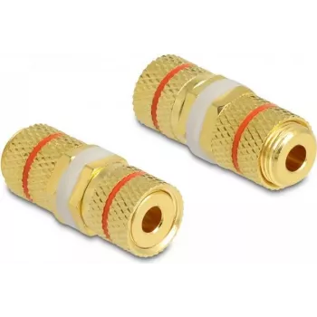 Juhtmepistik DeLOCK 64143 2 x klemmiposti Kuldne Punane