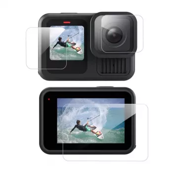 Karastatud klaasist ekraanikaitse Telesin 3-in-1 GoPro Hero 13 Must jaoks (S6-FLM-07-TGP) – 3-osaline komplekt