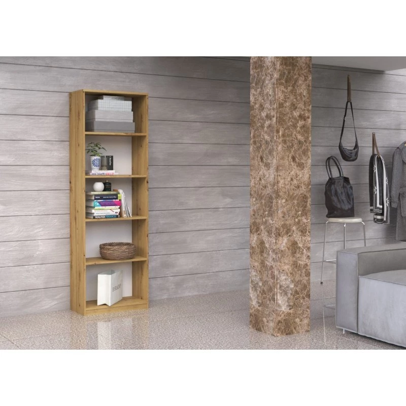 Kontori raamatukapp top e shop R40 ARTISAN, tamm, 5 riiulit, 400×300×1820 mm, puitlaastplaadist karkass