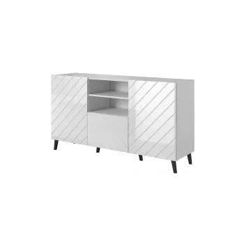 ABETO kummut 150x42x82 valge läikiv