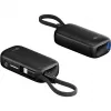 Powerbank 5000 mAh, integreeritud USB-C kaabel 13 cm, 20 W (must, 5 Ah, 1x USB-A, 1x USB-C, PD, QC)