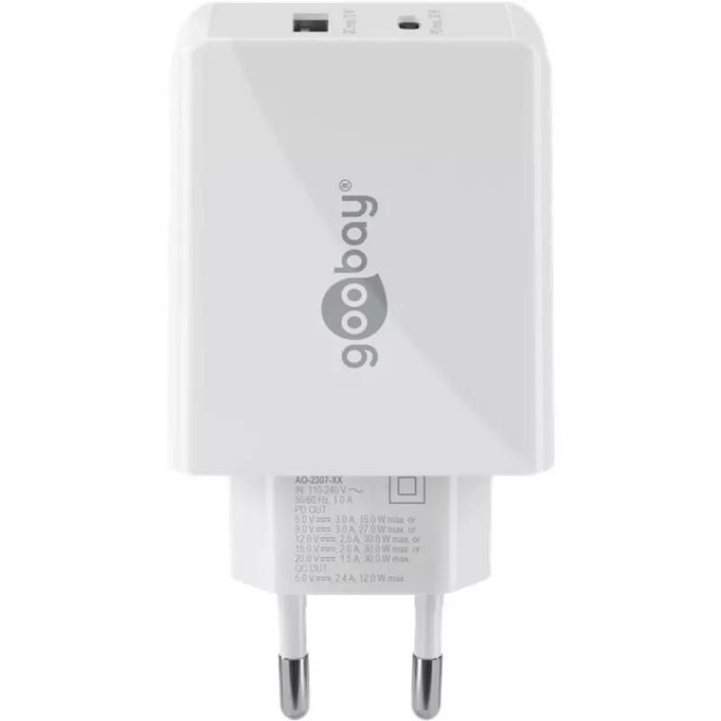 Goobay Dual USB-C™ PD (Power Delivery) kiirlaadija (30 W) (61674)