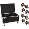 LED PAR valgustite komplekt EUROLITE 20000885 — 8x12W PAR LED-id, IP-reitinguga, ratastel lennukohvriga