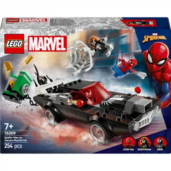 Ehituskomplekt LEGO Marvel Super Heroes Spider-Man vs. Venom Muscle Car 76309 — 254 tükki, 3 minifiguuri, vanus 7+