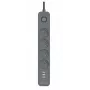 Power Line+ mobiilivalmis liigpingekaitsega pikendusjuhe 1,5 m (4 pistikupesa + 3x USB A, 5V 2,4A)