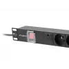 Toitejaotusseade LANBERG PDU-06E-0200-BK — 6x E-tüüpi pistikupesa, 16 A, 2 m kaabel, 1U riiul, 220–250 V