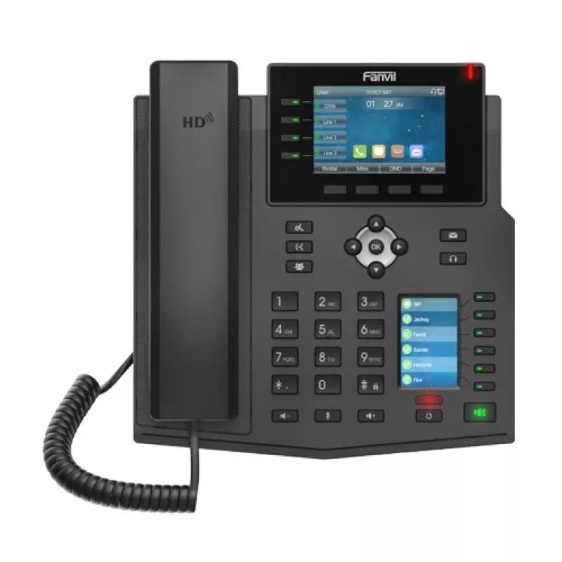 IP-telefon Fanvil X5U must 16 liini LCD Wi-Fi juhtmega telefonitoru