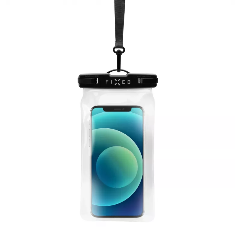 Veekindel universaalne mobiiltelefoni kaitseümbris FIXED Fixed Float — Must, universaalne sobivus, veekindel varrukas