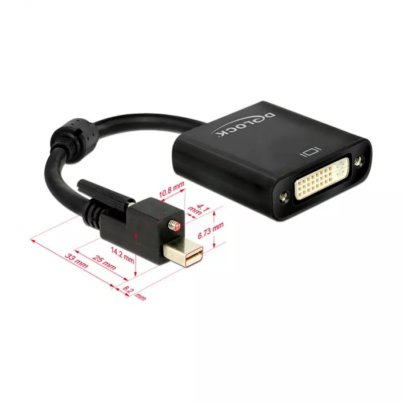 Video kaabli adapter DeLOCK 62639 Mini DisplayPort DVI-I-le 0,25 m Must