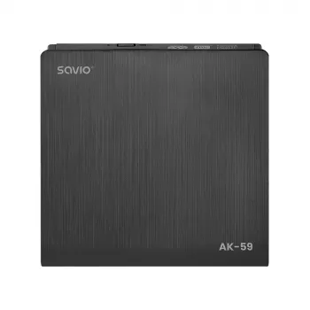 SAVIO AK-59 Väline saleda disainiga CD/DVD-salvesti R/RW - USB-C/USB-A, must