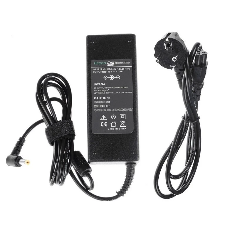 Sülearvuti toiteadapter roheline Cell AD02P 90W 19V 4.74A AC-to-DC Siseruumides Must