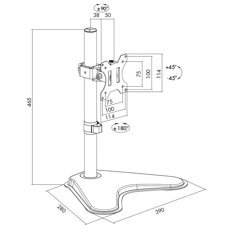 Monitorihoidik LOGILINK BP0044 33–81,3 cm (13–32 tolli) ekraanidele, VESA 75x75–100x100, max 8 kg, lauale, must