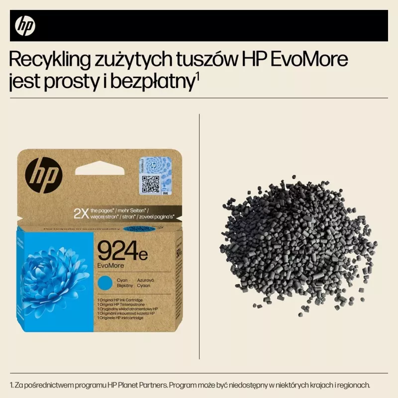HP 924e EvoMore Cyan originaal tindikassett, suure (XL) tootlikkusega, tsüaan, 1 tk, 800 lehte, üksikpakend