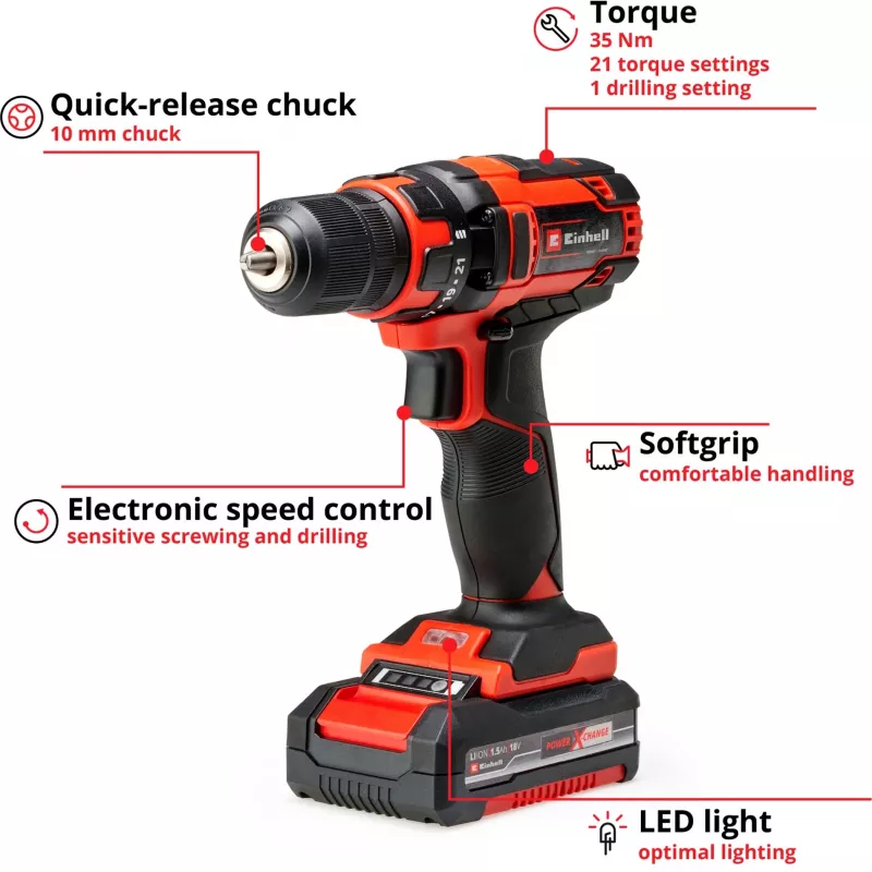 Akkutrell Einhell 4513914, 18 V liitium-ioon, 185 x 63 x 188 mm