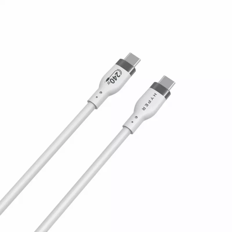 HYPER HyperJuice 240W Silikoonist USB-C–USB-C kaabel (3 jalga / 1 m) – valge