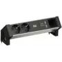 Toitetarvik Bachmann DESK2 ALU Must — 2x Schutzkontakt-pistikupesa, 1x USB-laadija