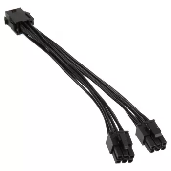 PCIe 6-kontaktiline toitejagaja kaabel PCIe 6-kontaktiliseks ×2, 0,15 m, No name ZUAD-766, must