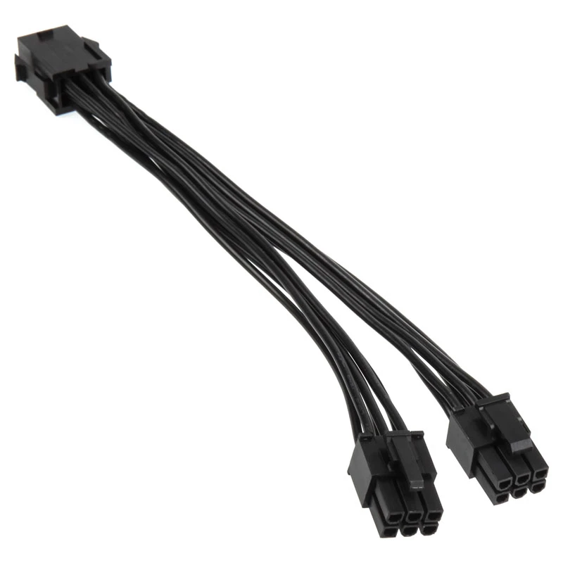PCIe 6-kontaktiline toitejagaja kaabel PCIe 6-kontaktiliseks ×2, 0,15 m, No name ZUAD-766, must
