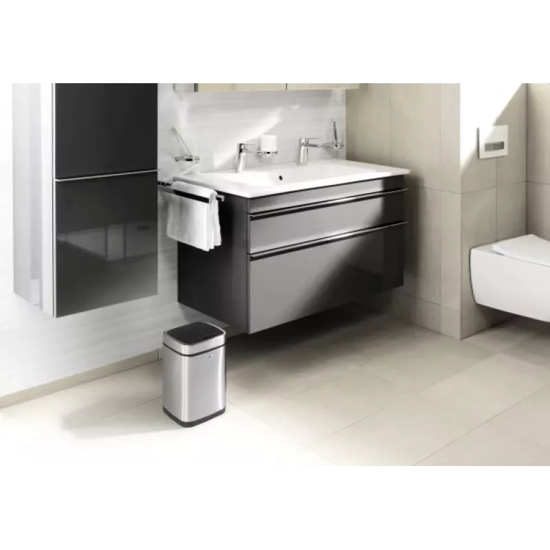 Prügikast Durable NO TOUCH 6L ristkülikukujuline roostevaba teras hõbedane must
