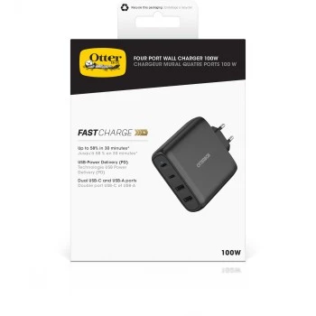 Seinalaadija OTTERBOX 78-81343 100W GaN 2× USB‑C ja 2× USB‑A pordiga