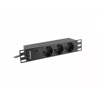 Lanberg PDU-03E-0200-BK toitejaotusseade (PDU) 3 vahelduvvoolu pistikupesa 1U must