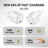 USB C 35W 3A Power Delivery 3.0 QC 3.0 seinadapter valge