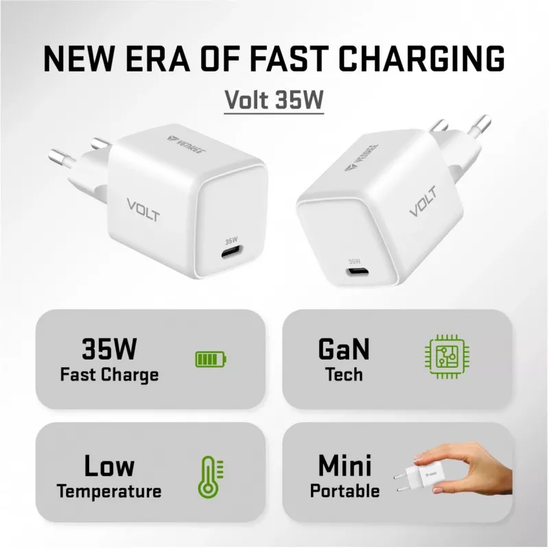 USB C 35W 3A Power Delivery 3.0 QC 3.0 seinadapter valge